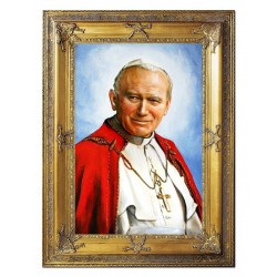  Obraz Jana Pawła II papieża 90x120 cm obraz olejny na płótnie w złotej ramie