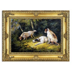  Obraz olejny ręcznie malowany 90x120cm Psy w lesie