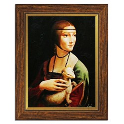  Obraz olejny ręcznie malowany na płótnie 37x47cm Leonardo da Vinci Dama z gronostajem kopia