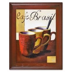  Obraz olejny ręcznie malowany na płótnie 37x47cm kubki z kawą