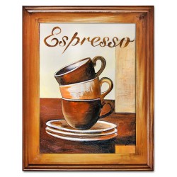  Obraz olejny ręcznie malowany na płótnie 37x47cm filiżanki espresso