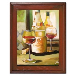  Obraz olejny ręcznie malowany na płótnie 37x47cm poczęstunek winem