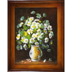  Obraz olejny ręcznie malowany 37x47cm Śnieżne kwiatki