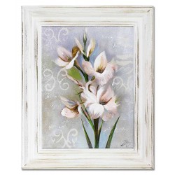  Obraz olejny ręcznie malowany 37x47cm Wiotkie białe kwiatki