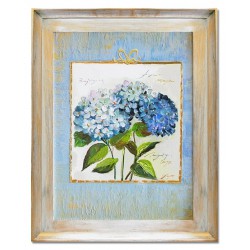  Obraz olejny ręcznie malowany 37x47cm Kwiaty w niebieskiej ramce