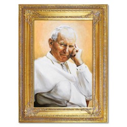  Obraz Jana Pawła II papieża 90x120 cm obraz olejny na płótnie w złotej ramie