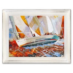  Obraz olejny ręcznie malowany statek 47x37cm