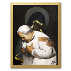  Obraz Jana Pawła II papieża z Maryją 33x43 cm obraz olejny na płótnie w złotej ramie