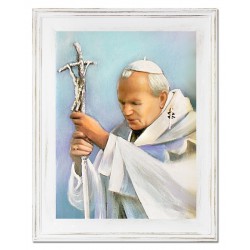  Obraz Jana Pawła II papieża 37x47 cm obraz olejny na płótnie w białej ramie