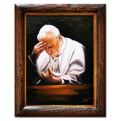  Obraz Jana Pawła II papieża 37x47 cm obraz olejny na płótnie w ramie