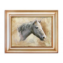  Obraz olejny ręcznie malowany 37x47cm Konie