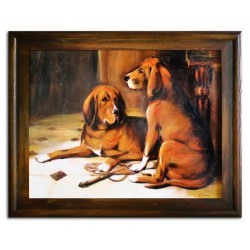  Obraz olejny ręcznie malowany 37x47cm psy