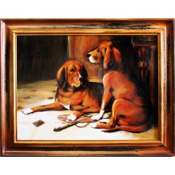  Obraz olejny ręcznie malowany 37x47cm psy