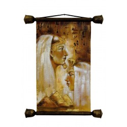  Obraz olejny ręcznie malowany 45x48cm Kobiety na tle hieroglifów