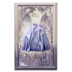  Obraz kolaż olejny sukienka retro fioletowa 45x75 obraz ręcznie malowany na płótnie w ramie