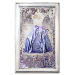  Obraz kolaż olejny sukienka retro fioletowa 45x75 obraz ręcznie malowany na płótnie w ramie