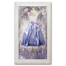  Obraz kolaż olejny sukienka retro fioletowa 46x75 obraz ręcznie malowany na płótnie w ramie