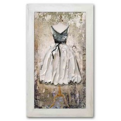  Obraz kolaż olejny sukienka retro pudrowa 46x75 obraz ręcznie malowany na płótnie w ramie