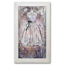  Obraz kolaż olejny sukienka retro różowa 46x75 obraz ręcznie malowany na płótnie w ramie