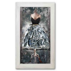  Obraz kolaż olejny sukienka retro czarna 46x75 obraz ręcznie malowany na płótnie w ramie