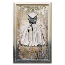  Obraz kolaż olejny sukienka retro jasna 45x75 obraz ręcznie malowany na płótnie w ramie