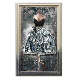  Obraz kolaż olejny sukienka retro czarna 45x75 obraz ręcznie malowany na płótnie w ramie