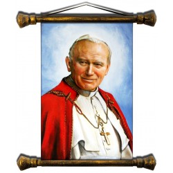  Obraz Jana Pawła II papieża 45x48 cm obraz olejny na płótnie w złotej ramie