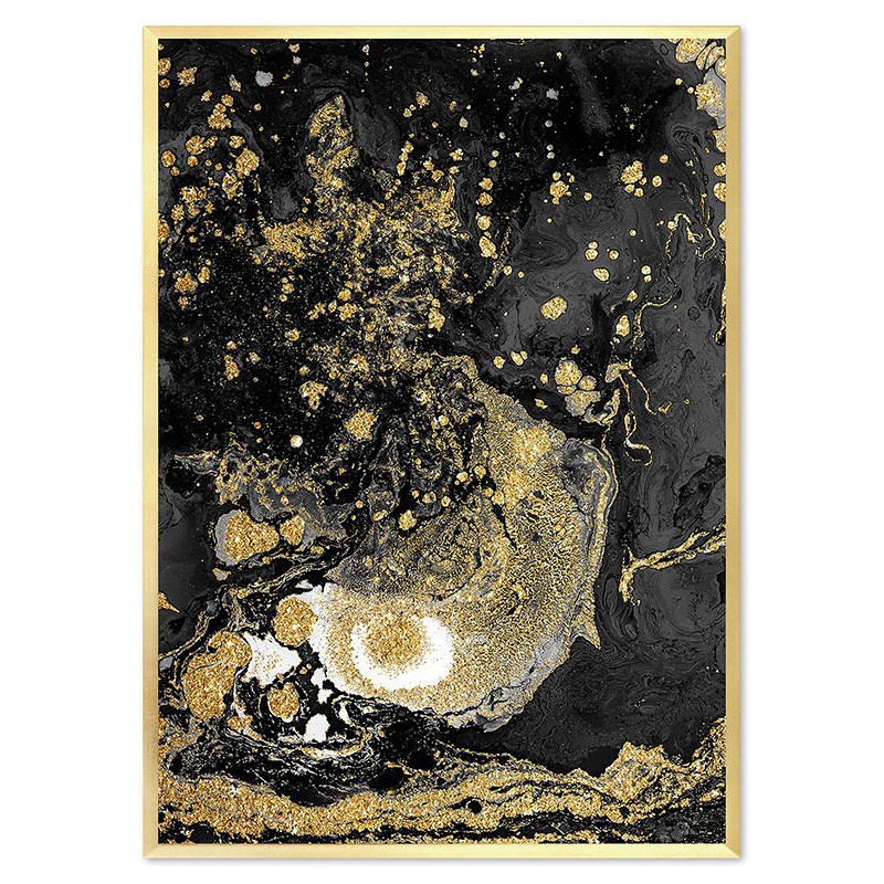  Obraz na płótnie w złotej ramie 53x73cm złote krople