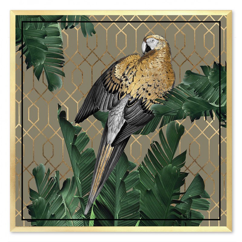 Obraz na płótnie złota papuga w dżungli 63x63cm
