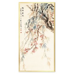  Obraz na płótnie kwitnące drzewo 48x93cm