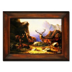  Obraz olejny ręcznie malowany 86x116cm Jelenie w górach