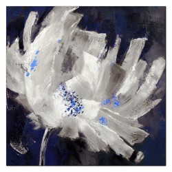  Obraz olejny ręcznie malowany 40x40cm Biały ekspresyjny kwiat
