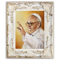  Obraz z papieżem Franciszkiem 27x32 cm obraz olejny na płótnie w ramie