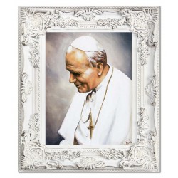  Obraz Jana Pawła II papieża 27x32 cm obraz olejny na płótnie w białej ramie