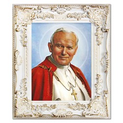  Obraz Jana Pawła II papieża 26x31 cm obraz olejny na płótnie w białej ramie