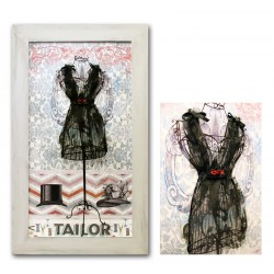  Obraz kolaż sukienka retro czarna 46x75 obraz plakat w ramie