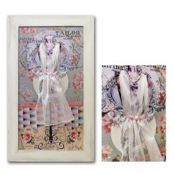  Obraz kolaż sukienka retro biała 46x75 obraz plakat w ramie