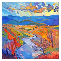  Obraz olejny ręcznie malowany 100x100cm kolorowy krajobraz