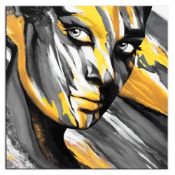 Obraz olejny ręcznie malowany 100x100cm Żółte spojrzenie