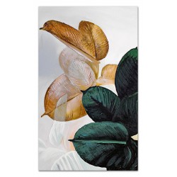  Obraz olejny ręcznie malowany 115x195cm Złote i zielone liście