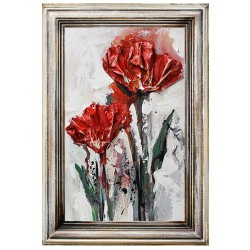  Obraz kolaż olejny kwiaty czerwone maki retro 38x55 obraz ręcznie malowany na płótnie w ramie