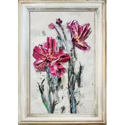 Obraz kolaż olejny kwiaty retro 38x55 obraz ręcznie malowany na płótnie w ramie