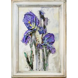  Obraz kolaż olejny kwiaty storczyki retro 38x55 obraz ręcznie malowany na płótnie w ramie