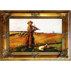 Obraz olejny ręcznie malowany na płótnie 120x90cm Józef Chełmoński Owczarek kopia