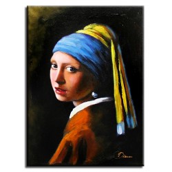 Obraz olejny ręcznie malowany na płótnie 30x40cm Jan Vermeer Dziewczyna z perłą kopia