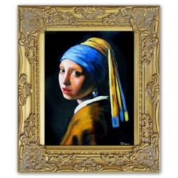  Obraz olejny ręcznie malowany na płótnie 27x32cm Jan Vermeer Dziewczyna z perłą kopia