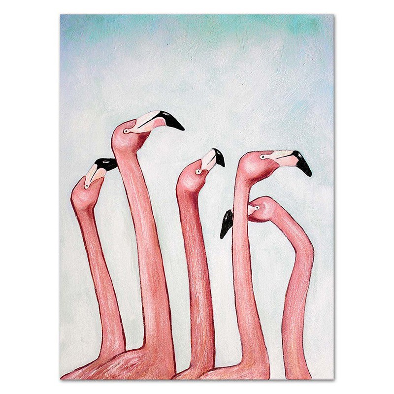  Obraz olejny ręcznie malowany flamingi 90x120cm