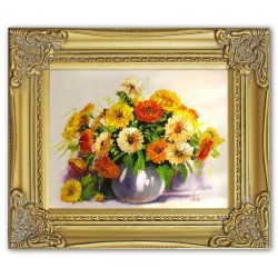  Obraz olejny ręcznie malowany 27x32cm Pomarańczowe gerbery