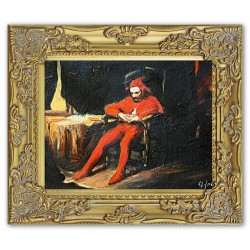  Obraz olejny ręcznie malowany na płótnie 27x32cm Jan Matejko Stańczyk kopia