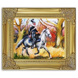  Obraz olejny ręcznie malowany Juliusz i Wojciech Kossakowie Ułan na białym koniu kopia
